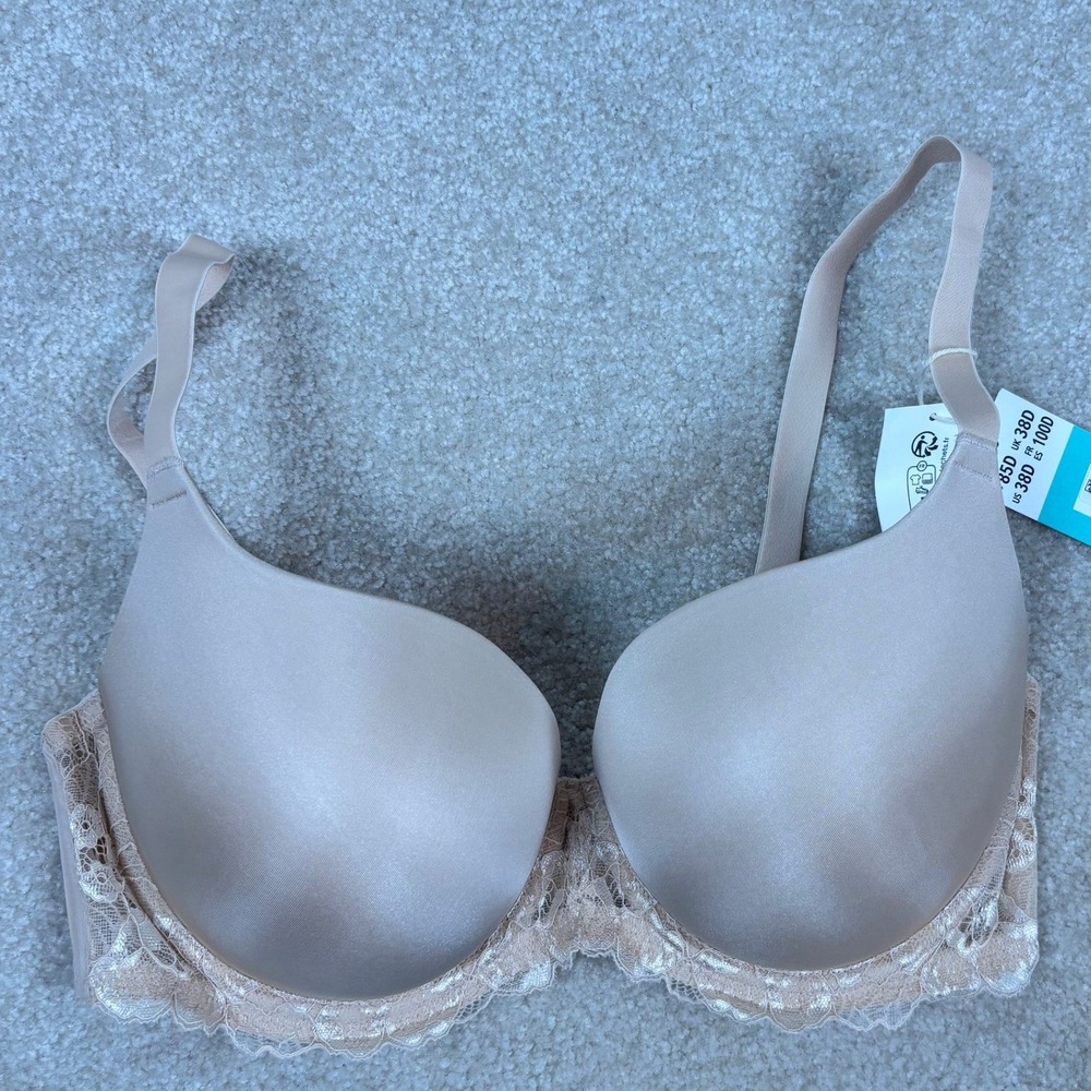 Dorina Claire Demi Bra Nude Lace Trim Underwire‎ Size 38D D17221A-B60 NEW